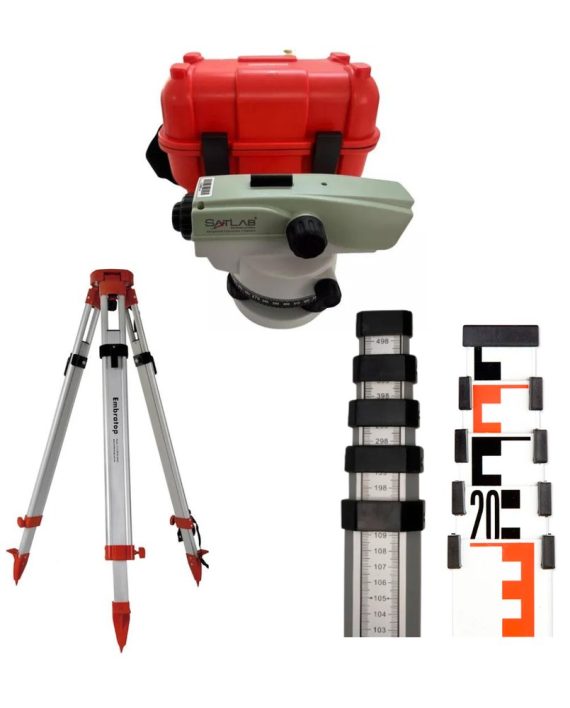 Kit Nível Óptico Satlab Sal 32 + Tripé de Alumínio + Mira de 5 Metros Xpex