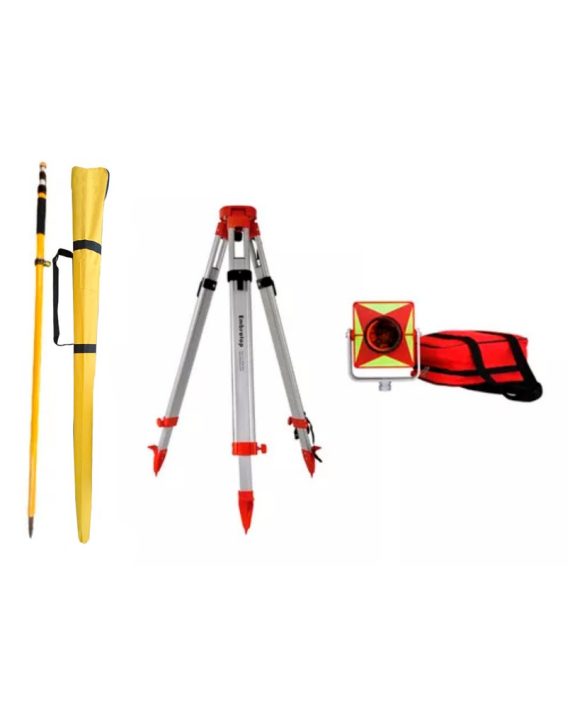 Kit para Estação Total – Tripé de Alumínio + Bastão de 3,60m + Prisma Topografia